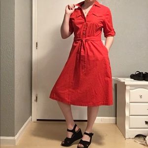 Red-orange swing dress
